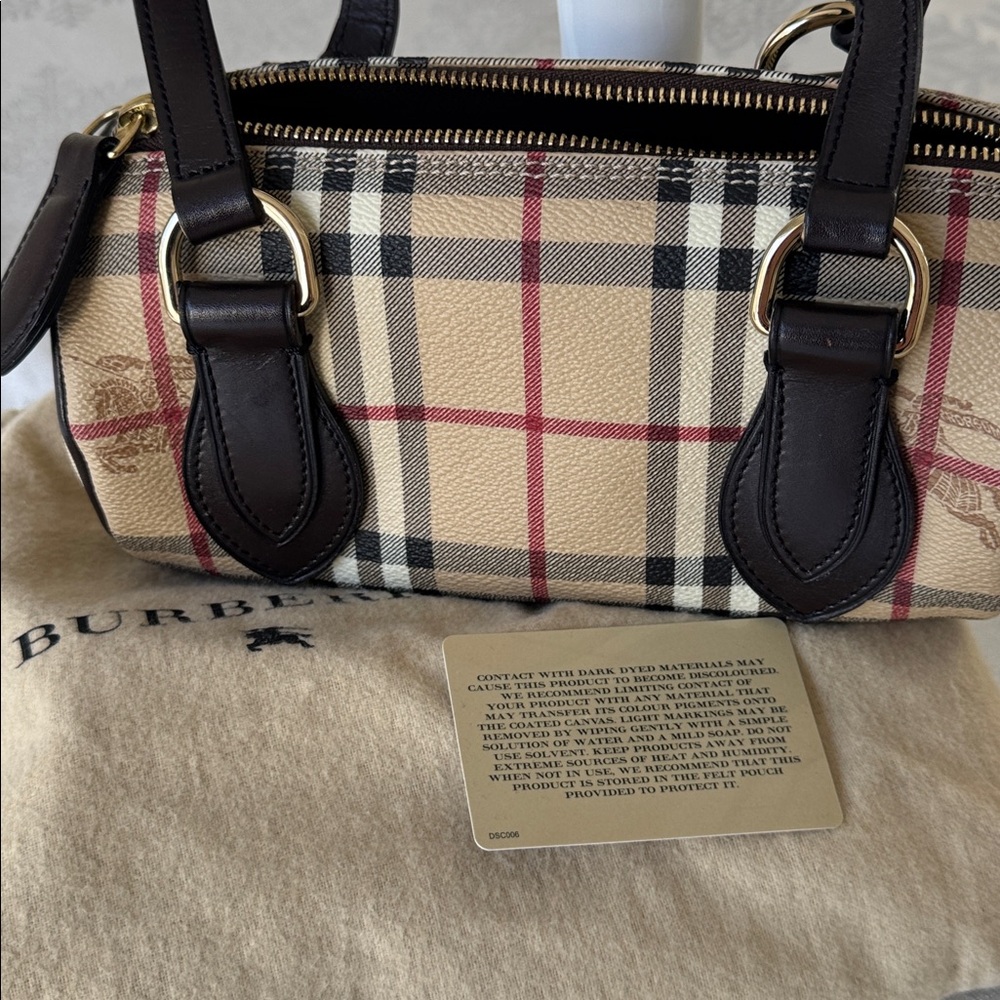 BURBERRY HAYMARKET CHECK BARREL HANDBAG - Picture 16 of 16
